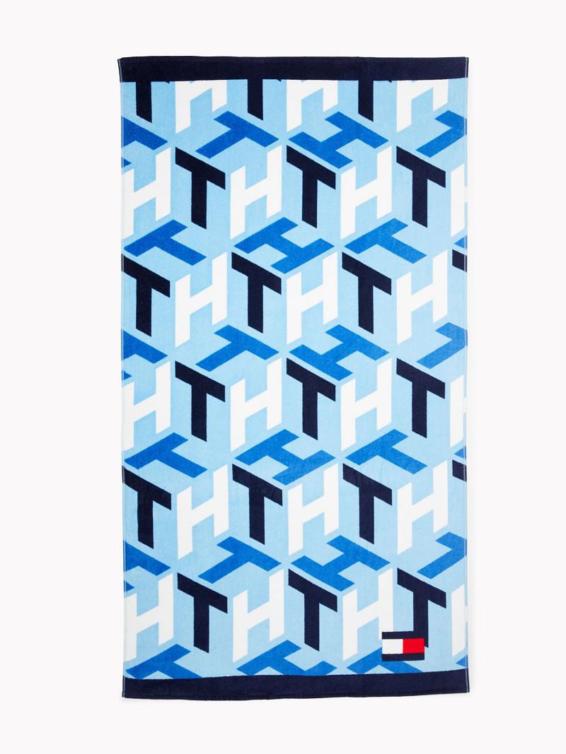 Férfi Tommy Hilfiger Monogram Beach Towel Úszóruhák Kék | HU 886AHK